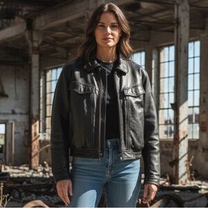 First Gear Scout Women’s Leather Thermoliner Motorcycle Jacket, Black, Size M